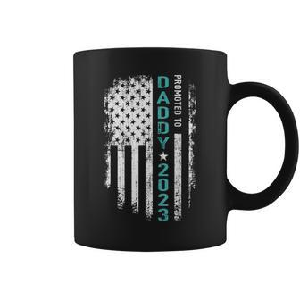 Mens Promoted To Daddy 2023 Us American Flag For New Dad To Be Coffee Mug - Thegiftio UK