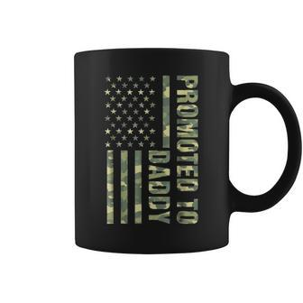 Mens Promoted To Daddy American Flag Camo Fathers Day V2 Coffee Mug - Seseable