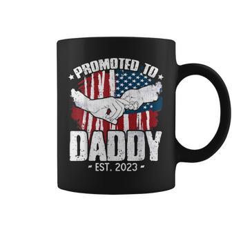 Mens Promoted To Daddy Est 2023 Patriotic Dad To Be Fathers Day Coffee Mug - Thegiftio UK