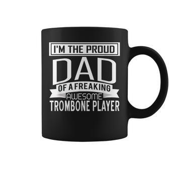 Mens Proud Dad Awesome Trombone Player Marching Band Fathers Coffee Mug | Mazezy
