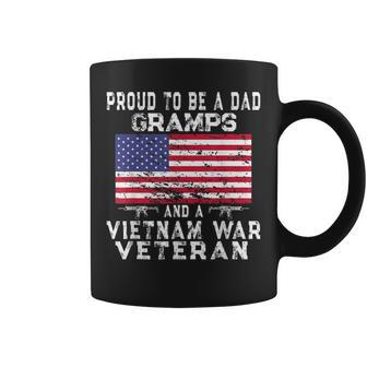 Mens Proud Dad Gramps Vietnam Veteran - Vintage Us Flag Grandpa Coffee Mug - Seseable