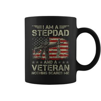 Mens Proud Im Stepdad And A Veteran Nothing Scares Me Stepfather Coffee Mug - Seseable