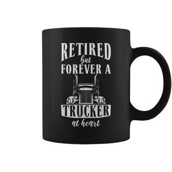Mens Retired But Forever A Trucker At Heart Funny Retired Trucker Coffee Mug - Thegiftio UK
