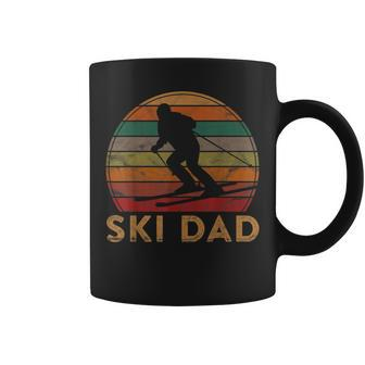 Mens Retro Ski Dad Sunset Winter Skiing Daddy Gift Father Skier Coffee Mug - Seseable