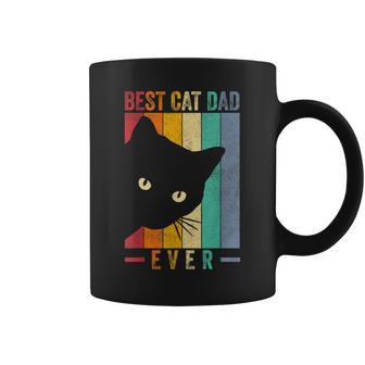 Mens Retro Vintage Best Cat Dad Ever Funny Cat Daddy Fathers Day Coffee Mug - Seseable