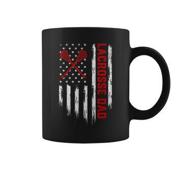 Mens Retro Vintage Usa American Flag Lacrosse Dad Patriotic Coffee Mug - Seseable
