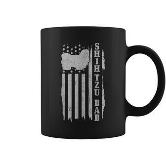 Mens Shih Tzu Dad American Flag Vintage Patriotic Shih Tzu Dog Coffee Mug - Seseable