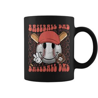 Mens Softball Baseball Dad Groovy Hippie Face Fathers Day Coffee Mug - Thegiftio UK