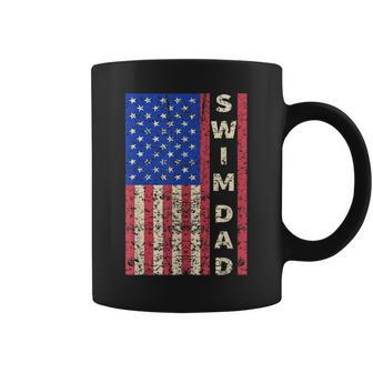 Mens Swim Dad American Flag Swimmer Fathers Day Gift Coffee Mug - Seseable