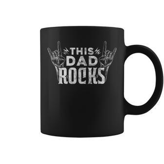 Mens This Dad Rocks Rock N Roll Heavy Metal Fathers Day Coffee Mug - Seseable