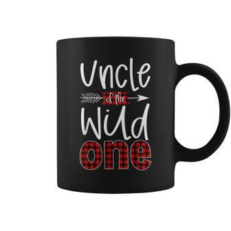 Mens Uncle Of The Wild One Plaid Lumberjack 1St Birthday Coffee Mug - Seseable