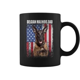 Mens Vintage American Flag Belgian Malinois Dad Fathers Day 2023 Coffee Mug - Seseable