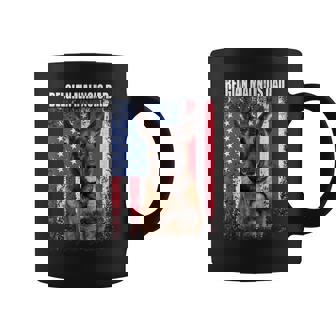 Mens Vintage American Flag Belgian Malinois Dad Fathers Day 2023 Coffee Mug - Seseable