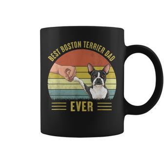 Mens Vintage Best Boston Terrier Dad Ever Fist Bump Funny Dog Coffee Mug - Seseable