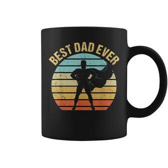 Mens Vintage Best Dad Ever Superhero Fathers Day Coffee Mug - Seseable