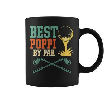 Mens Vintage Best Poppi By Par Disc Golf Gift Dad Fathers Papa Coffee Mug - Seseable