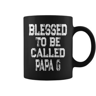 Mens Vintage Blessed To Be Called Papa-G Gift For Grandpa Coffee Mug - Seseable