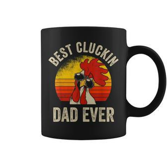 Mens Vintage Chicken Dad Best Cluckin Dad Ever Proud Daddy Farmer Coffee Mug - Seseable
