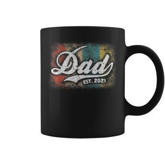 Mens Vintage Fathers Day Promoted To Dad Est 2021 New Dad Coffee Mug - Seseable