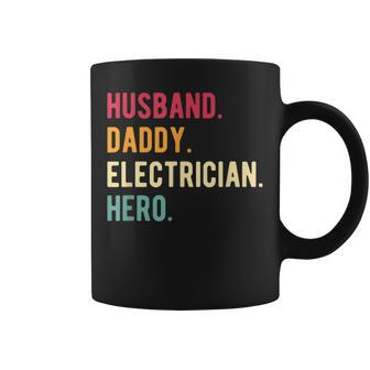 Mens Vintage Husband Daddy Electrician Hero Fathers Day Gift Coffee Mug - Seseable