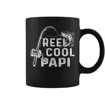 Mens Vintage Reel Cool Papi Fishing Dad Grandpa Gifts Fathers Day V2 Coffee Mug - Seseable