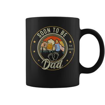 Mens Vintage Soon To Be Dad Est2023 Fathers Day New Dad Coffee Mug - Thegiftio UK