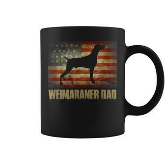 Mens Weimaraner Dad Vintage American Flag Patriotic Weimaraner Coffee Mug - Seseable