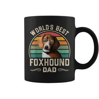 Mens Worlds Best Foxhound Dad Vintage American Foxhound Dog Dad Coffee Mug - Seseable