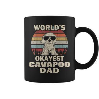 Mens Worlds Okayest Cavapoo Dad Vintage Retro Coffee Mug - Seseable