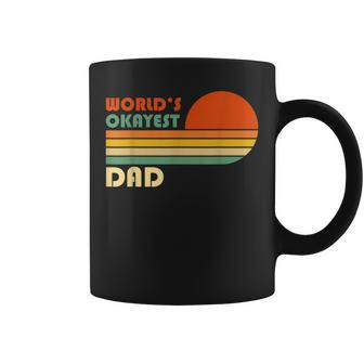Mens Worlds Okayest Dad - Funny Father Gift - Retro Vintage Coffee Mug - Seseable