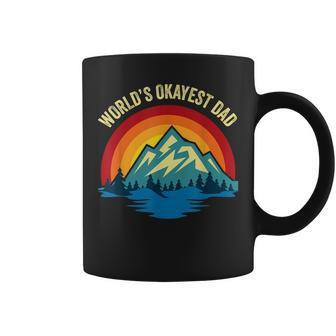 Mens Worlds Okayest Dad - Funny Father Gift Retro Vintage Coffee Mug - Seseable