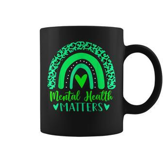 Mental Health Matters Mental Awareness Leopard Rainbow Women Coffee Mug | Mazezy