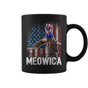 Meowica Cat Uncle Sam Eagle American Flag 4Th Of July Gift Coffee Mug | Mazezy