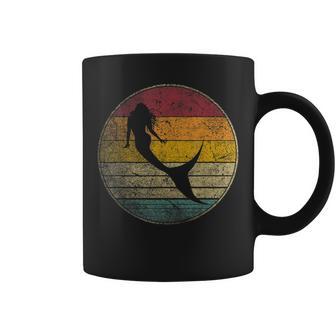 Mermaid Vintage Distressed Retro Style Silhouette 70S 80S Coffee Mug - Seseable