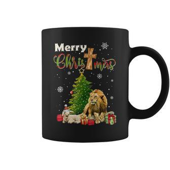 Merry Christmas Christian Lion Christmas Tree Xmas Coffee Mug - Seseable