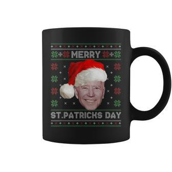 Merry St Patricks Day Funny Santa Joe Biden Ugly Christmas Coffee Mug - Seseable