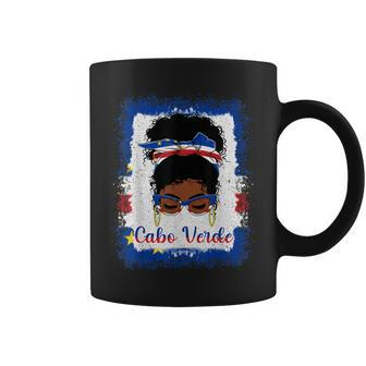 Messy Bun Cape Verdean Cabo Verde Flag Womens Woman Girl Coffee Mug | Mazezy