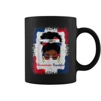 Messy Bun Dominican Republic Flag Womens Woman Girl Coffee Mug | Mazezy