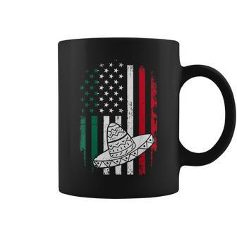 Mexico And Usa American Flag With Sombrero For Cinco De Mayo Coffee Mug | Mazezy