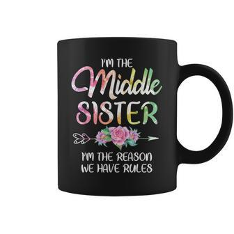 Middle Sister Girls Sibling Rules Birthday Gift Sister Coffee Mug | Mazezy