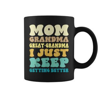 Mom Grandma Great Grandma Blessed Grandma Groovy Funny Coffee Mug - Thegiftio UK