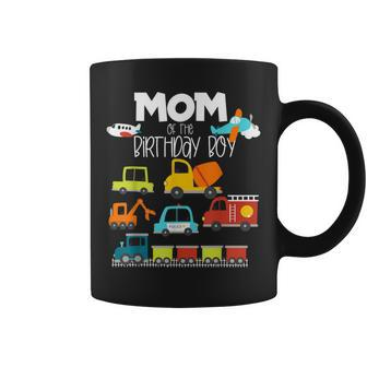 Mom Of The Birthday Boy Family Matching Train Car Fire Truck Coffee Mug - Seseable