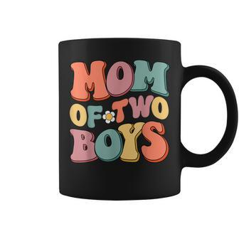 Mom Of Two Boys From Son Groovy Mothers Day Mom 2 Boys Coffee Mug - Thegiftio UK