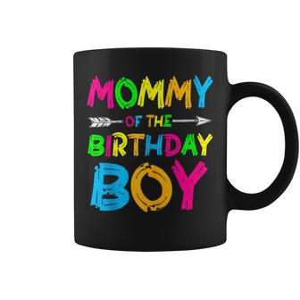 Mommy Of The Birthday Boy Paint Splatter Glow Party Themed Coffee Mug | Mazezy