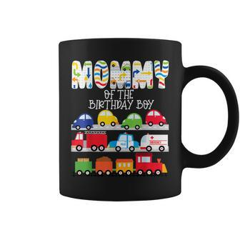 Mommy Of The Birthday Boy Train Cars Truck Emergency Vehicle Coffee Mug - Seseable