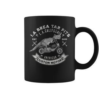 Motorcycle Biker La Brea Tar Pits LA California T-Rex Coffee Mug | Mazezy