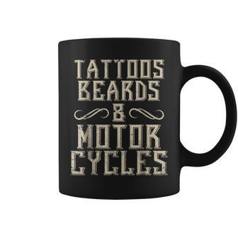 Motorcycle Tattoos Beards Men Dad Grandpa Gifts Coffee Mug | Mazezy