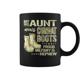 My Aunt Wears Combat Boots Dog Tags - Proud Military Nephew Coffee Mug - Seseable