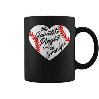 My Favorite Player Calls Me Grandpa Baseball Heart Cute Coffee Mug | Mazezy