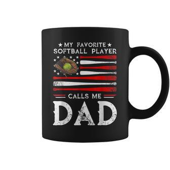 My Favorite Softball Player Calls Me Dadsoftball Dad Gift For Mens Coffee Mug | Mazezy